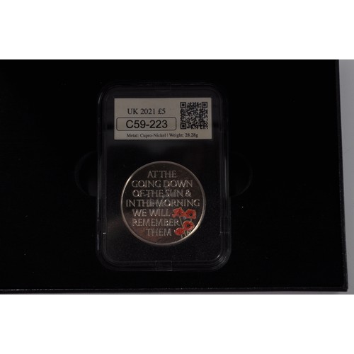 118 - Westminster DateStamp  - UK 2021 Remembrance Day £5 coin, Datestamp Issue 11.11.2021, reverse featur... 