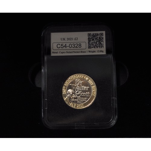 121 - Westminster DateStamp  - UK 2021 Walter Scott £2 coin, Datestamp Issue 15.08.2021, Royal Mint produc... 