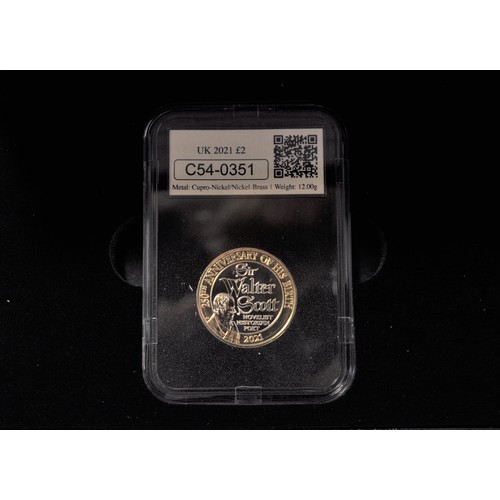 123 - Westminster DateStamp  - UK 2021 Walter Scott £2 coin, Datestamp Issue 15.08.2021, Royal Mint produc... 