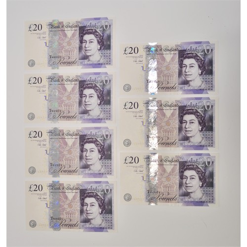 130 - x7 consecutive £20 banknotes KB69591602-KB69591608