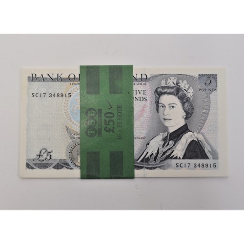 132 - x10 uncirculated consecutive £5 notes SC17 348906 - SC17 348915, Chief Cashier Gill