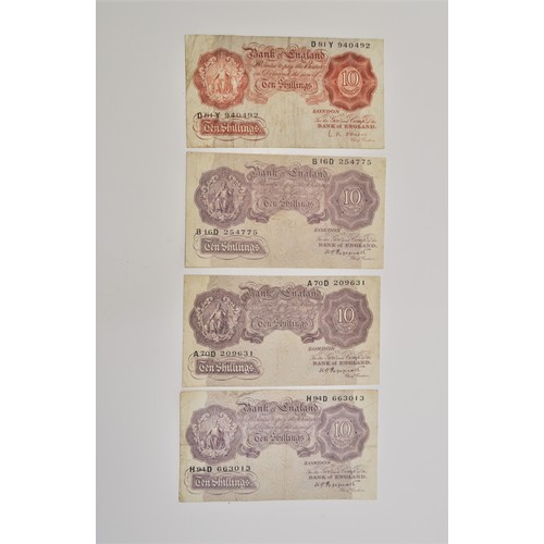 139 - x4 Bank of England Ten Shillings notes D81Y 940492, B16D 254775, A70D 209631, H94D 663013, Peppiatt ... 