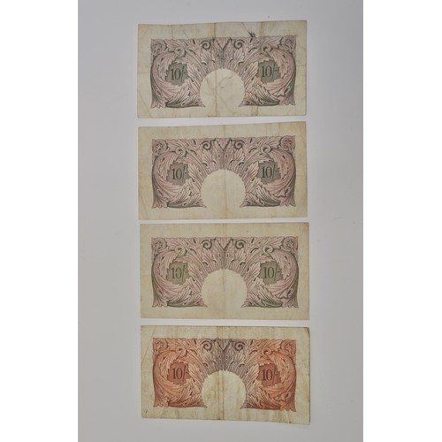 139 - x4 Bank of England Ten Shillings notes D81Y 940492, B16D 254775, A70D 209631, H94D 663013, Peppiatt ... 