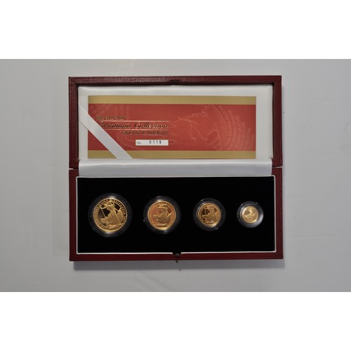 147 - GOLD PROOF BRITANNIA COLLECTION; Royal Mint 2002 four coin set of £100, £50, £25, & £10 depicting Ro...