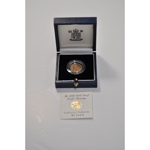 150 - 1996 Queen Elizabeth II proof gold half sovereign, cased with certificate