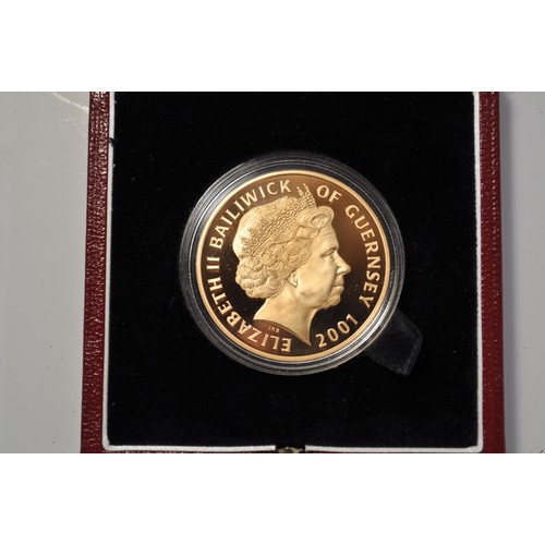 156 - A 2001 Queen Victoria Guernsey gold proof £5 coin, limited edition of 300.