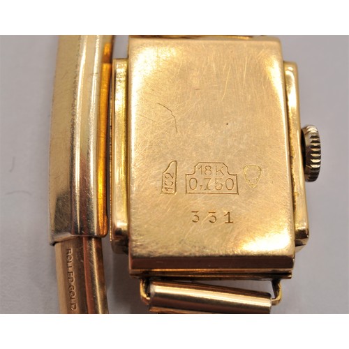 172 - Vintage Wolux wristwatch, case marked 18ct (strap rolled gold) together with 9ct gold bar brooch