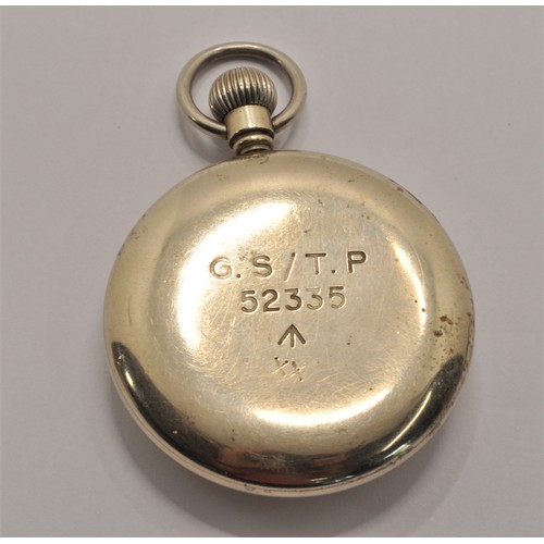 173 - Dumas military pocket watch together with one other white metal pocket watch with white enamel dial