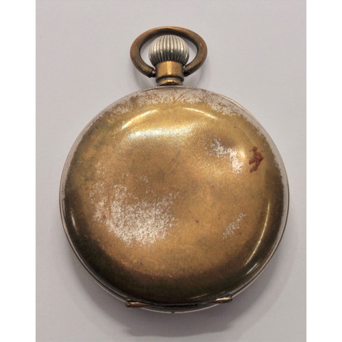 173 - Dumas military pocket watch together with one other white metal pocket watch with white enamel dial