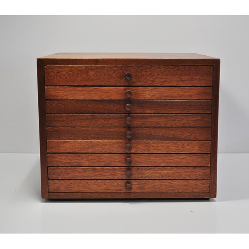 175 - A bespoke made 9 drawer cabinet ideal use for watches, coins, and jewellery, approx. size H 27cm X D... 