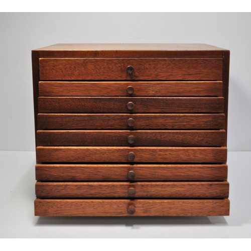 175 - A bespoke made 9 drawer cabinet ideal use for watches, coins, and jewellery, approx. size H 27cm X D... 