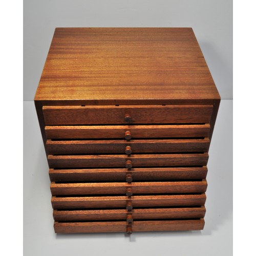 175 - A bespoke made 9 drawer cabinet ideal use for watches, coins, and jewellery, approx. size H 27cm X D... 