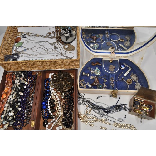 178 - Costume jewellery items consisting of predominately necklaces, bracelets and brooches, some silver i... 