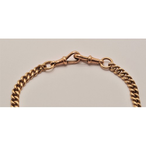 206 - 9ct gold albert chain with T bar, approx. gross weight 40g.