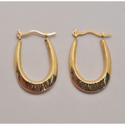 222 - Two pairs of 9ct gold small loop earrings, both marked 375, approx. gross weight 0.8g both unworn