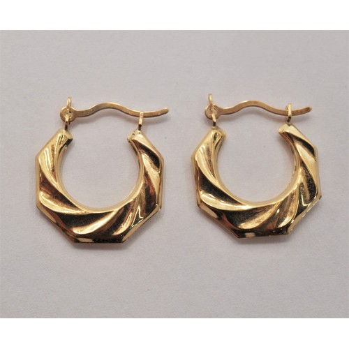 222 - Two pairs of 9ct gold small loop earrings, both marked 375, approx. gross weight 0.8g both unworn