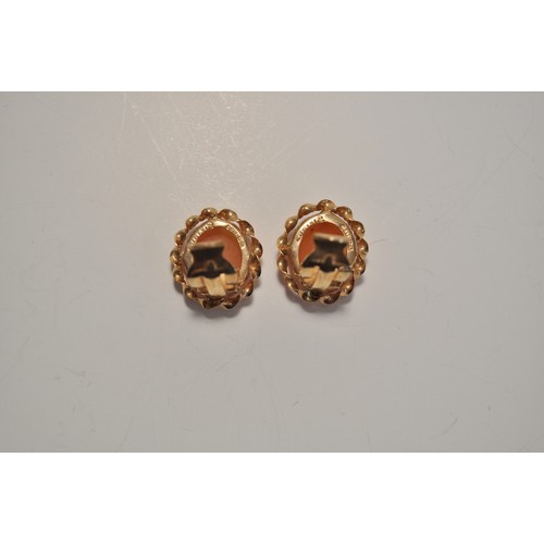 226 - Pair of 9ct yellow gold clip on cameo earrings hallmarked birmingham. approx gross weight 3.4g