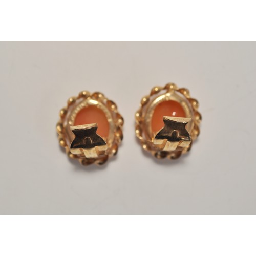 226 - Pair of 9ct yellow gold clip on cameo earrings hallmarked birmingham. approx gross weight 3.4g