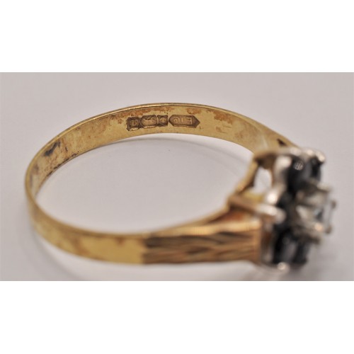 240 - 9ct yellow gold ring with a clear stone to the front in a flower design. marked 375, approx. gross w... 