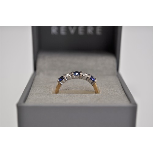 245 - 18ct yellow gold diamond and poss.sapphire eternity ring approx. size L, approx. gross weight 3g