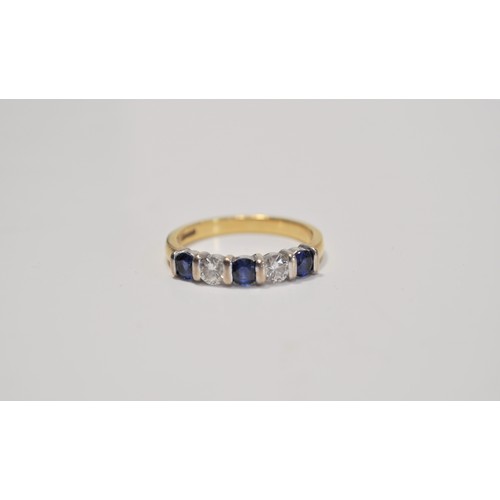 245 - 18ct yellow gold diamond and poss.sapphire eternity ring approx. size L, approx. gross weight 3g