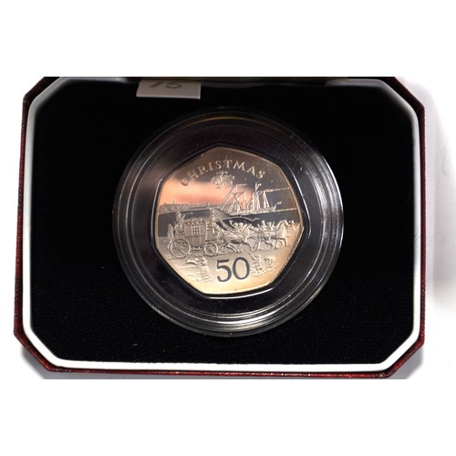 71 - Pobjoy Mint Silver proof coins  - Isle of Man 50 pence piece commemorating HM Queen Elizabeth II in ... 