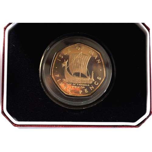 71 - Pobjoy Mint Silver proof coins  - Isle of Man 50 pence piece commemorating HM Queen Elizabeth II in ... 