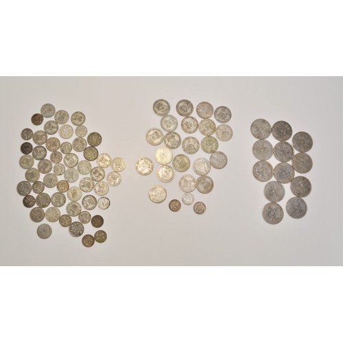 140 - A mix of UK vintage Silver coinage to include; Florins, Shillings and Sixpences. approx. weight 360g