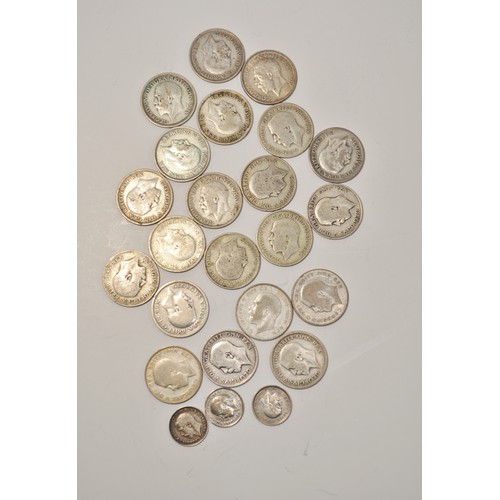 140 - A mix of UK vintage Silver coinage to include; Florins, Shillings and Sixpences. approx. weight 360g