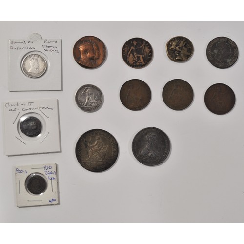 80 - Russian 1926 50 kopek coin together with a number of various coins and denominations  European and w... 