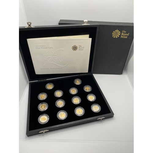 141 - Royal Mint United Kingdom One Pound Coin 25th anniversary silver proof collection in  presentation b... 