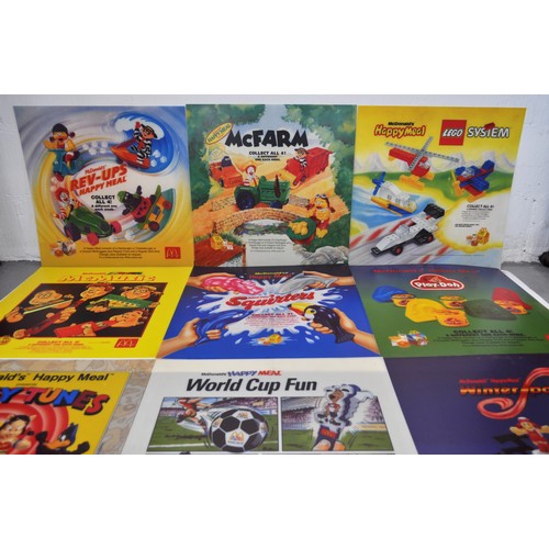 3 - X9 McDonalds posters including Lego, World Cup, Looney Tunes, Play-Doh and others. Size 55cm x 55cm