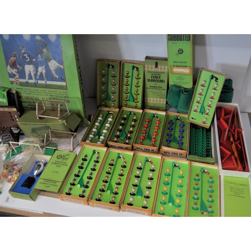 9 - Subbuteo table soccer items including scoreboards for both cricket and football, boxed and complete ... 