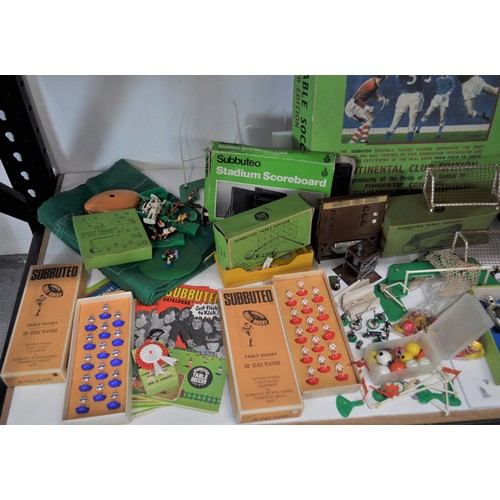 9 - Subbuteo table soccer items including scoreboards for both cricket and football, boxed and complete ... 