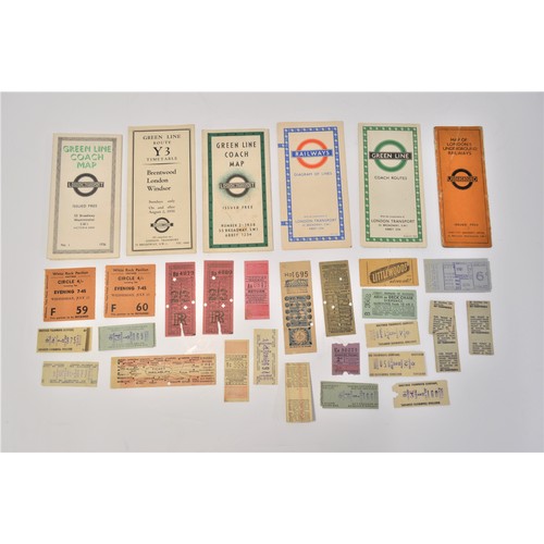 42 - London Underground map pre 1932, together with the green line coach routes dated 1932 with railway d... 