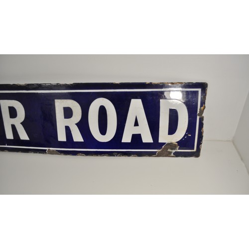 45 - Antique original 'Manor Road' blue enamel name plate, approx L87cm x H18cm