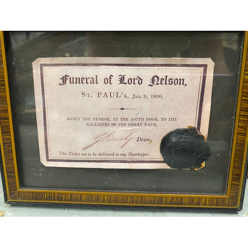 69 - Lord Nelson interest - x4 items to include copy funeral invitation with waxed seal to admit bearer a... 