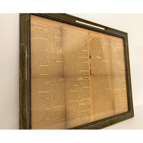 70 - Framed newspaper original extract of 'The Times' June 22 1815, giving details of the victory at Wate... 