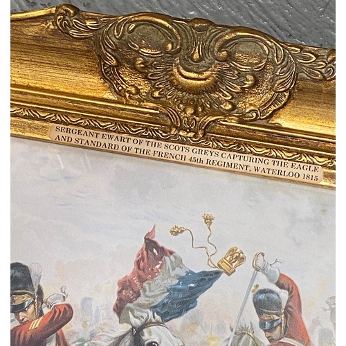 71 - Framed print in gilt frame - Sergeant Ewart of the Scots Greys capturing the Eagle and Standard of t... 