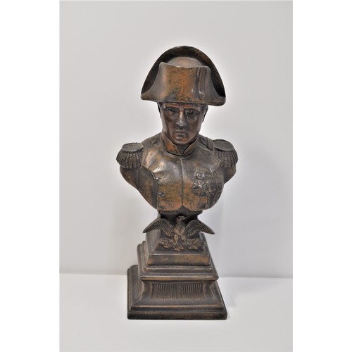 77 - Napoleonic items of interest; consisting of bronzed statues, plaque depicting Napoleon rising from h... 