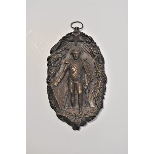 77 - Napoleonic items of interest; consisting of bronzed statues, plaque depicting Napoleon rising from h... 