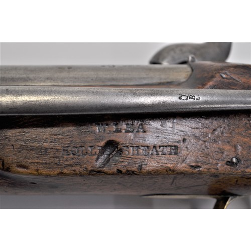 82 - 1855 Dated Percussion Naval Coastguard Pistol 25 bore, smoothbore, 5 3/4 inch barrel with blade fore... 