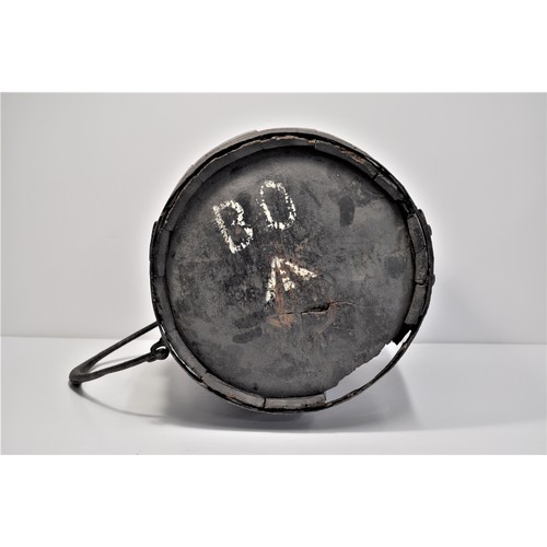 84 - An oak barrel painted black with 