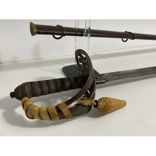 88 - Henry Wilkinson Pall Mall London, British officer's sword  in scabbard stamped 31185 to spine. VR cy... 