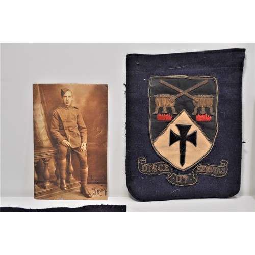 92 - North Stafford  regiment brooch A/F together with Bisley 1928 shooting emblem felt patch. A Cambridg... 