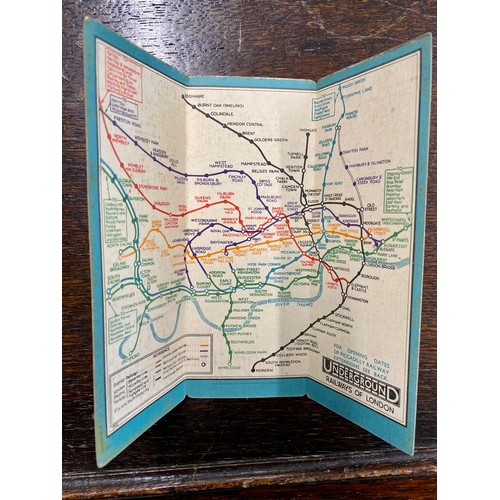 42 - London Underground map pre 1932, together with the green line coach routes dated 1932 with railway d... 