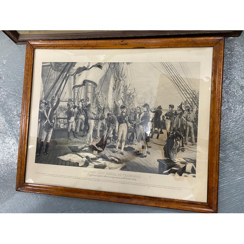 50 - x2 framed prints, entitled 'Nelson's Last Signal at Trafalgar' and 'Goodbye my Lads' by Fred Row