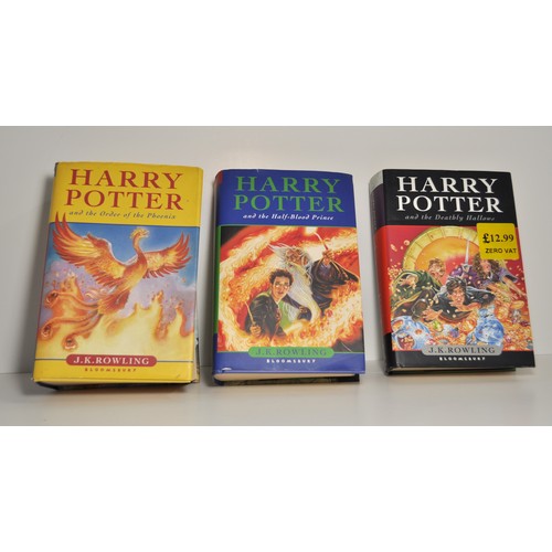 61 - X2 hard back First edition  Harry Potter books; 2007 The Deathly Hallows, 2005 The Half-Blood Prince... 