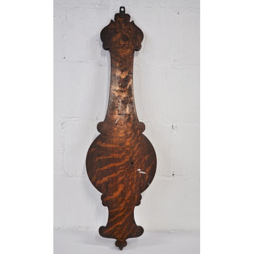 87 - Antique aneroid Barometer with hand carved flower design to stem approx. length 90cm