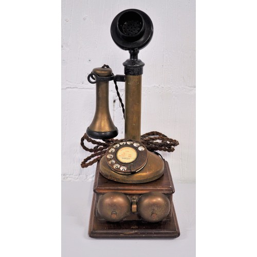 90 - GEC telephone model No.150, candlestick design with brass/bell receiver and Shipley dial stamped PL2... 